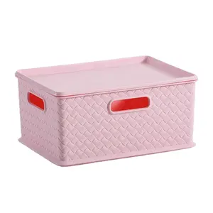 Kworld Wholesale Multiple color Stackable Plastic Cosmetic Desktop Organizer Makeup Storage Box with lid