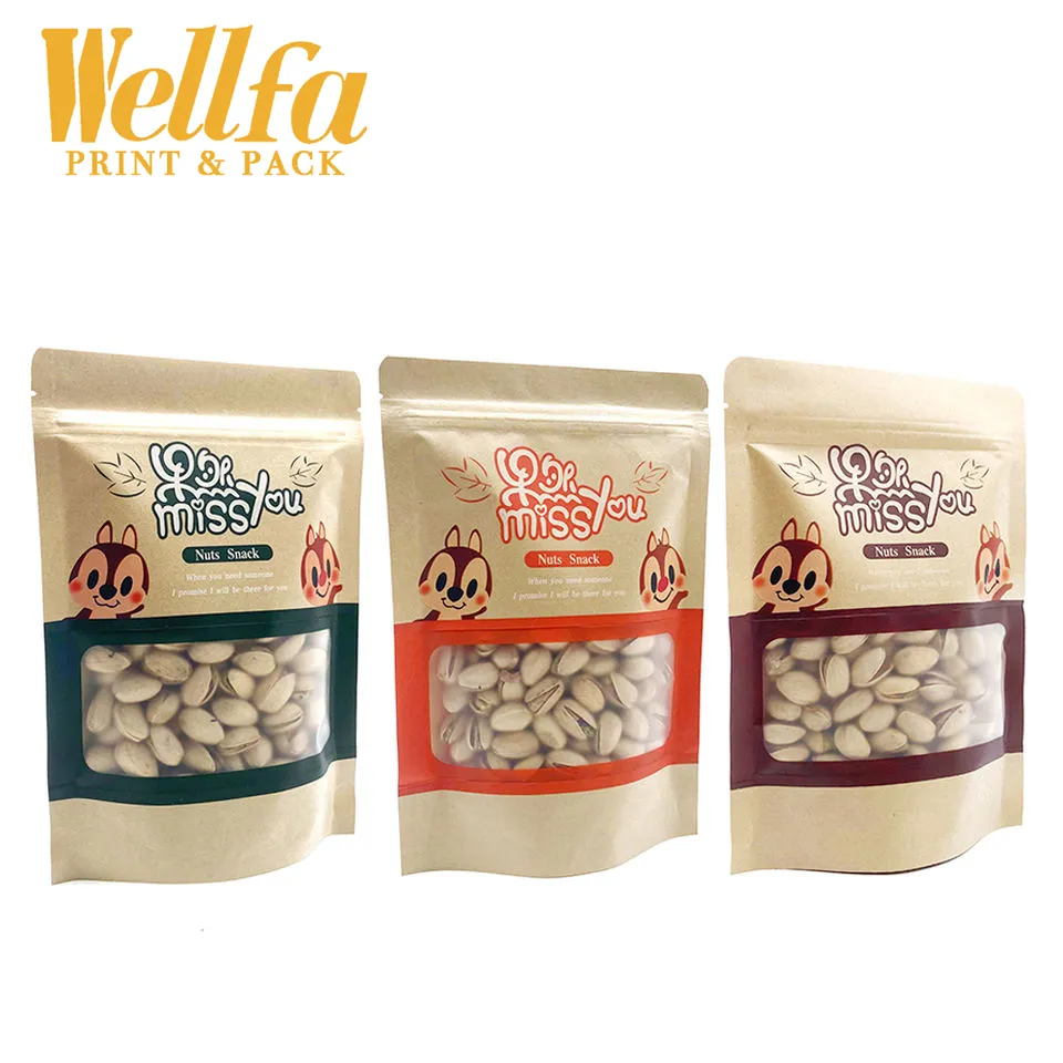 OEM Zipper Bags Dried Fruit Roasted Almond Peanut Nut Cashew Dry Peanuts Pistachio Plastic Packaging Stand Up Nuts Package Pouch