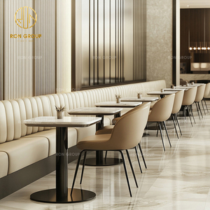 Muebles Modernos de Cuero y Mármol Blanco para Restaurante de Hotel Comercial, Sofá y Sillas de Espera, Mesa con Sillas para Cafetería - Product Image 2