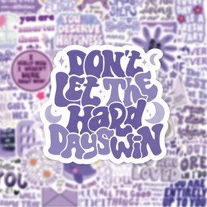 50 Uds. Pegatinas de grafiti de texto inspirador de Color púrpura para decoración de botellas de libros pegatina de <span class=keywords><strong>frases</strong></span> positivas - Product Image 4