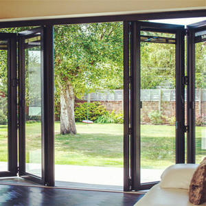 Grain de bois accordéon véranda coulissantes portes en aluminium à double battant de <span class=keywords><strong>porte</strong></span> de fenêtre en aluminium bifolds - Product Image 3