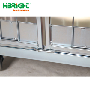 Heavy Duty Industrial Logistics <b>Trolley</b> Metal Wire Mesh Cage Cart with <b>Wheels</b> <b>for</b> Warehouse and Factory - Product Image 6