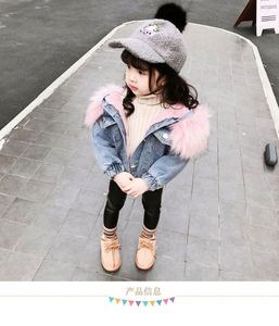 Ropa para Niñas, Abrigos para Niñas, Chaquetas con Cuello de Piel para Invierno y Otoño, Ropa Infantil, Chaqueta de Mezclilla Gruesa con Forro de Terciopelo, Ropa Exterior para Niños - Product Image 5
