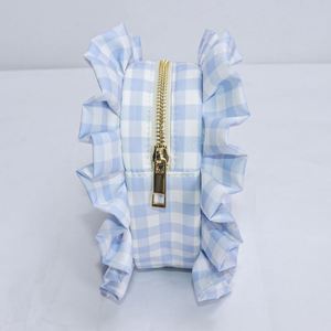 Custom Printed Women's Heart Ruffle Nylon Reusable Eco-Friendly Portable Travel Zipper Cosmetic Pouch Makeup <b>Storage</b> Bag - Product Image 3