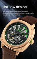 Nouvelle montre mécanique pour homme de luxe 5 ATM automatique en acier inoxydable avec bracelet en cuir véritable, logo OEM personnalisé, tourbillon et chronographe