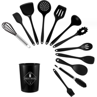 Ensemble d'ustensiles de cuisine en silicone et métal classique de 12 pièces, outils intelligents, grandes et petites tailles, couleur rouge, passe au lave-vaisselle et au micro-ondes