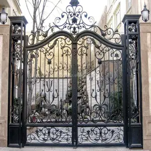 Puerta de Hierro forjado a mano, casa de entrada de seguridad, puerta corredera