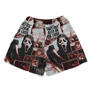 Tessuto in tela da uomo con grafica Ghost Face ispirata ai film <span class=keywords><strong>horror</strong></span>, traspirante, lunghezza al ginocchio, stile Hip Hop, con coulisse, casual, streetwear, motivo arazzo - Product Image 2