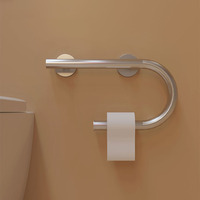 Barre d'appui antidérapante 2-en-1 en acier inoxydable 304 pour toilettes avec porte-papier, accessoires de salle de bain 304, barre d'appui pour personnes à mobilité réduite - Vente chaude