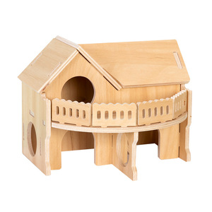 Maison en <span class=keywords><strong>bois</strong></span> massif pour hamster, jouet, cage, accessoires, hamster, ours doré, villa de luxe à un ou deux étages, accessoires pour hamster - Product Image 5