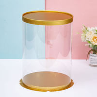 Boîte à gâteau ronde dorée avec fenêtre transparente, vente en gros d'usine, 4/6/8/10 pouces, double couche, extra haute, pour emballage de pâtisserie