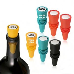 Bouchon de bouteille de vin personnalisé créatif en acier inoxydable de qualité alimentaire avec silicone, anti-fuite, avec logo - Product Image 1