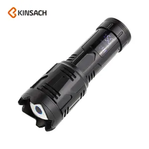 Customized Convenient Torches Type-C Rechargeable Aluminum Alloy Flashlight With Power Display And Function Display Tail Switch