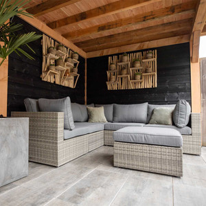 Sofá Seccional Moderno y Sencillo en Forma de L para <span class=keywords><strong>Terraza</strong></span>, Sofá de Jardín de Mimbre y Ratán para Exteriores con Otomanas - Product Image 4