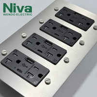 Prises murales américaines, multiprises, panneau métallique, type 118, prise en laiton, USB type C, norme américaine pour la maison, l'hôtel, la villa, Niva