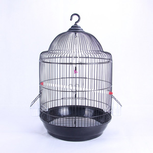 Gabbia per Uccelli Cilindrica in Metallo di Media Dimensione, Nera, per Pappagalli, Fringuelli, Mynas e Tordo con Vassoio Rimovibile - Product Image 1