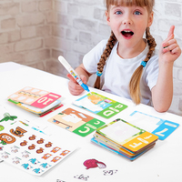 Cartes mémoire cognitives pour bébés, activités d'apprentissage préscolaires et maternelles avec autocollants, livre de peinture magique à l'eau éducatif