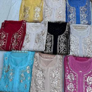 เสื้อคลุมไหมมัลชานเดอรีสีเทาเข้ม ปักลายชิกันการีด้วยมือ สวยงาม เนื้อผ้านุ่ม บริสุทธิ์ ความยาวระดับเข่า แบบกึ่งสำเร็จรูป สีธรรมชาติ - Product Image 5