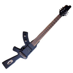 Flyoung Silah Şeklinde Müzik Aleti Sol El Siyah Elektro Gitar <span class=keywords><strong>6</strong></span> Telli Seyahat Gitarı - Product Image 1