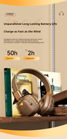 Casque sans fil rétro classique en métal BT5.4 avec transducteur dynamique, audio HiFi, sans latence, pour le gaming, design pliable, audiophile, pour téléphone portable