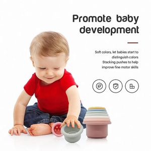 Blocs empilables et imbriqués en silicone sans BPA, jouet éducatif précoce pour le développement intellectuel, pour finir les tâches - Product Image 5