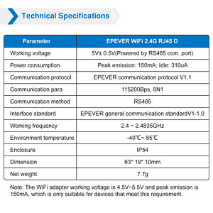 EPEVER EBox-WIFI-2.4G-RJ45-D EPEVER Wifi Accessories for Simple Installation Process - Product Image 6