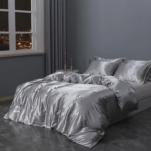 लक्जरी सूती चादर 4 pcs bedsheets साटन बिस्तर सेट