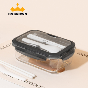 Hot bán hữu ích Stackable hình chữ nhật thủy tinh thực phẩm container với đồ dùng thủy tinh Hộp Ăn Trưa với dao kéo bên trong - Product Image 1