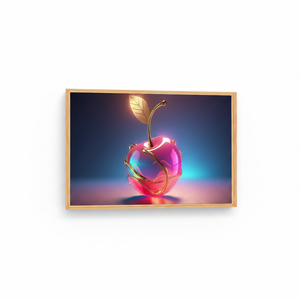 Golden Cherry <b>Wall</b> <b>Art</b>: Shiny Pink Fruit Canvas Print for Modern Glam Decor,1P-Natural <b>Framed</b> - Product Image 2