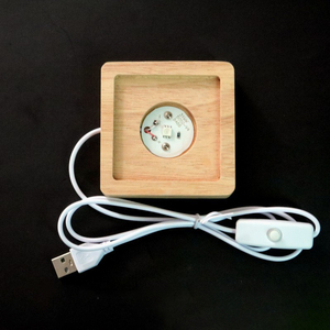 3D-LED-Tischlampe Farbwechsel nde warm weiße Beleuchtung Quadratischer Kabelsc halter mit Holz sockel halterung für das Plug-In für den Nacht raum zu Hause - Product Image 3