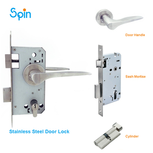 Hiện đại đánh bóng Chrome cửa đòn bẩy xử lý với Gỗ Tếch, thép an ninh lối vào cửa kéo cho pháp cửa - Product Image 3