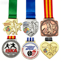 Trophée Octogonal Personnalisé Arts Martiaux Taekwondo Karaté, Faible MOQ, Alliage de Zinc Moulé Sous Pression 3D, Vente en Gros, Récompense Sportive de Compétition