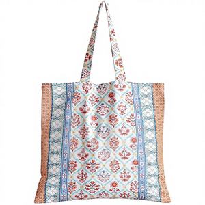 Sac fourre-tout pour femme 100 % coton à double poignée avec motif losanges pour le shopping et <span class=keywords><strong>les</strong></span> cadeaux de Pâques - Product Image 1