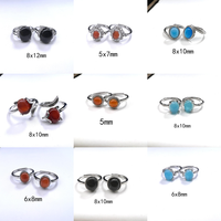 Liquidation prix usine pas cher pierre hommes femmes bagues rondes petite Agate bague ovale bagues en cuivre bijoux cadeau