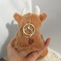 En gros Mini Porte-clés Peluche Vache des Highlands Ronde, Jouet en Peluche, Animal en Peluche