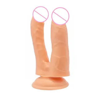 पारदर्शी यथार्थवादी लिंग Dildos के डबल यू आकार महिलाओं के लिए वयस्क सेक्स खिलौने Dildo हस्तमैथुन सिमुलेशन Dildo सक्शन कप के साथ