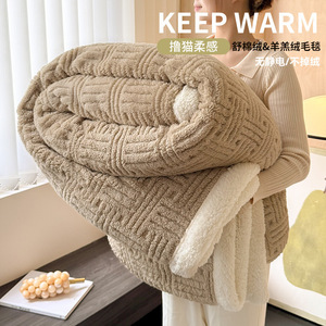 <b>Thick</b> Lamb Fleece <b>Blanket</b> Rectangular Solid Color Anti Pilling Winter Sofa Nap Office Warmth Single Size - Product Image 5