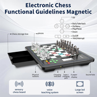 Échiquier Électronique IA Jeu d'Échecs Pièces en Cristal de Luxe Système d'Apprentissage Intelligent Set d'Échecs Électronique pour Débutants Cadeaux Enfants