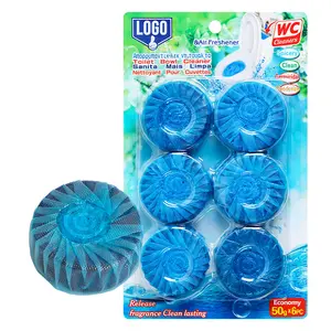 30 días, 50G, desodorante automático sólido, limpieza de inodoro desechable, bloques limpiadores de inodoro con descarga azul