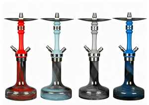 Modern Glass <b>Hookah</b> Stainless Steel Shisha Base Metal <b>Pipe</b> Body Double Hose Lounge Use - Product Image 5