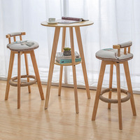 Table basse balcon salon Simple petite table de bar et chaise combinaison Coin en bois Mini Tables hautes rondes