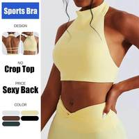Cloud Hide Crop Top de Yoga Sans Dos pour Femmes Adultes, Coupe Ajustée, Séchage Rapide, Soutien-Gorge de Sport, Débardeur de Fitness, Pilates et Entraînement en Salle de Sport