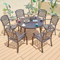 manger 6 places en moulage durable pour patio extérieur chaises de luxe pour table ronde en aluminium pour événements de mariage