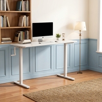 Bureau d'écriture commercial en fer, acier et bois, réglable manuellement, durable, moderne, minimaliste, ergonomique, autoportant pour bureau