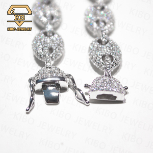 Pulsera <span class=keywords><strong>Kibo</strong></span> Modelo 010401 con Certificación GRA, Chapada en Rodio, Plata de Ley 925, con Incrustaciones de Moissanita Color D, Cadena Cubana - Product Image 2
