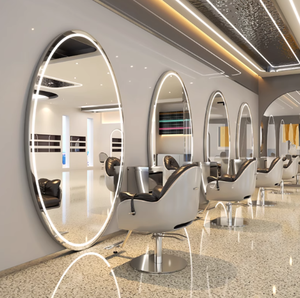 Station de coiffure portable avec miroir mural moderne en verre, pour la coupe de cheveux, avec plusieurs espaces de rangement, idéale pour les centres commerciaux - Product Image 6