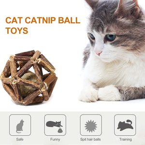 Giocattolo palla di legno infusa erba gatta: giocattolo da masticare interattivo cavo per macinare i denti dei gatti e giocare da soli - Product Image 5