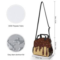 Sac isotherme en polyester imprimé motif chocolat et crème glacée, avec bandoulière amovible, personnalisable par sublimation, portable
