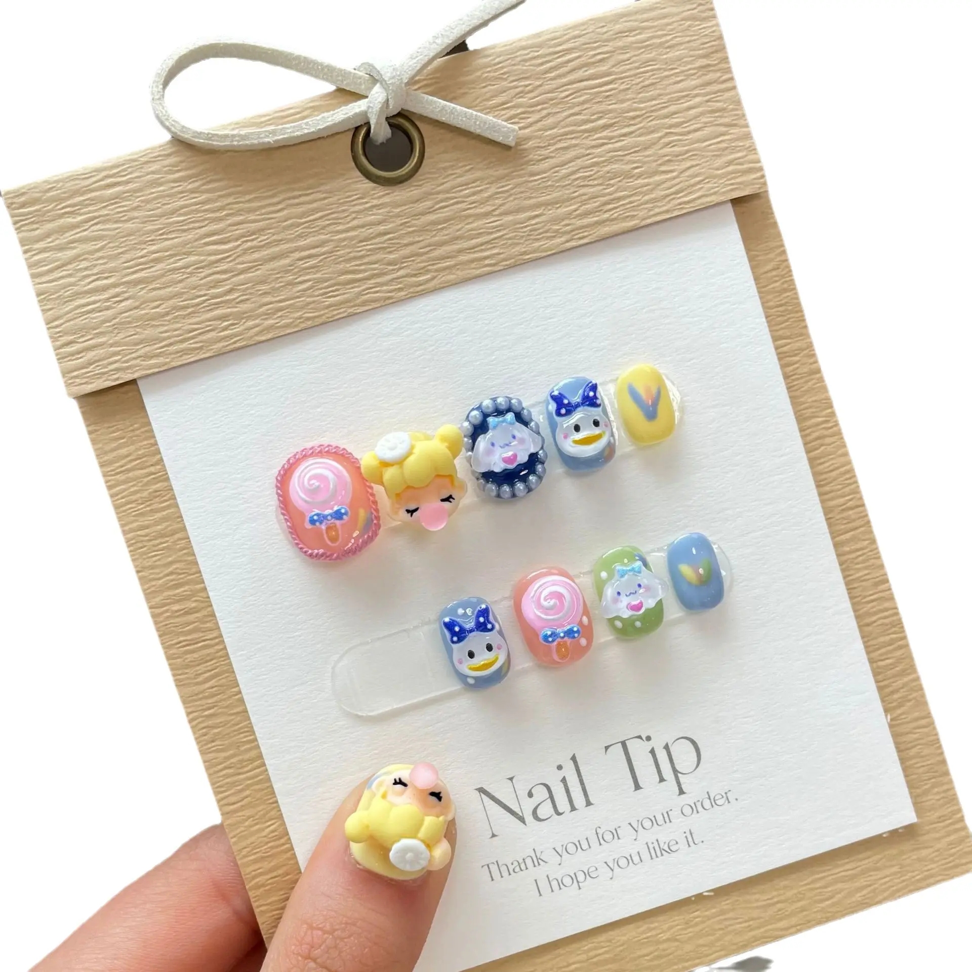 Colorful Press On Nails Wholesale High Quality Acrylic Sticker Tips 3D Full cover Fingernails Luxury Style Handmade Design