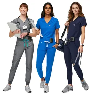 BESTEX Soft Nursing Scrubs Uniforms Sets Stretchy Scrubs Joggers Nursing Fashion Women'S Slim Medical Scrubs Nurse For Women